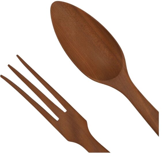 Vintage Myrtlewood Fork And Spoon Set Mid Century Modern 12-1/2" Long - Picture 4 of 9